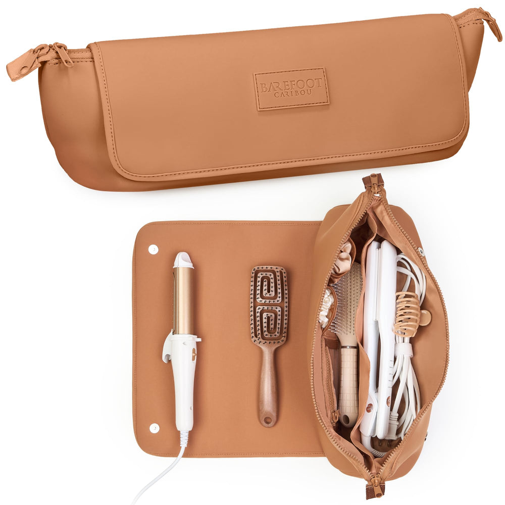 BAREFOOT CARIBOU travel bag open compartments for quick tool access and organization.