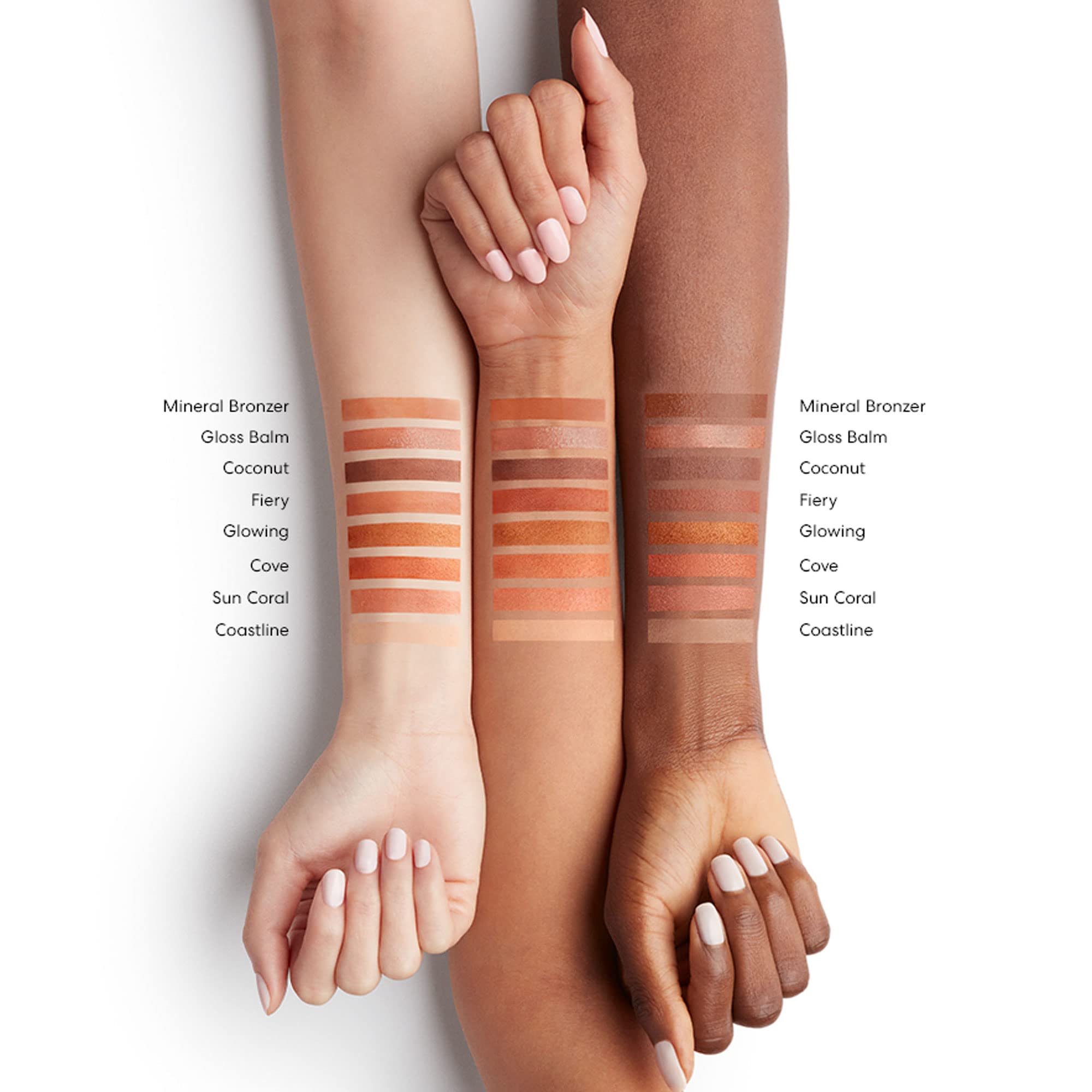 bareMinerals All-Over Face Color Bronzer Warmth compact closeup highlights the mineral formula