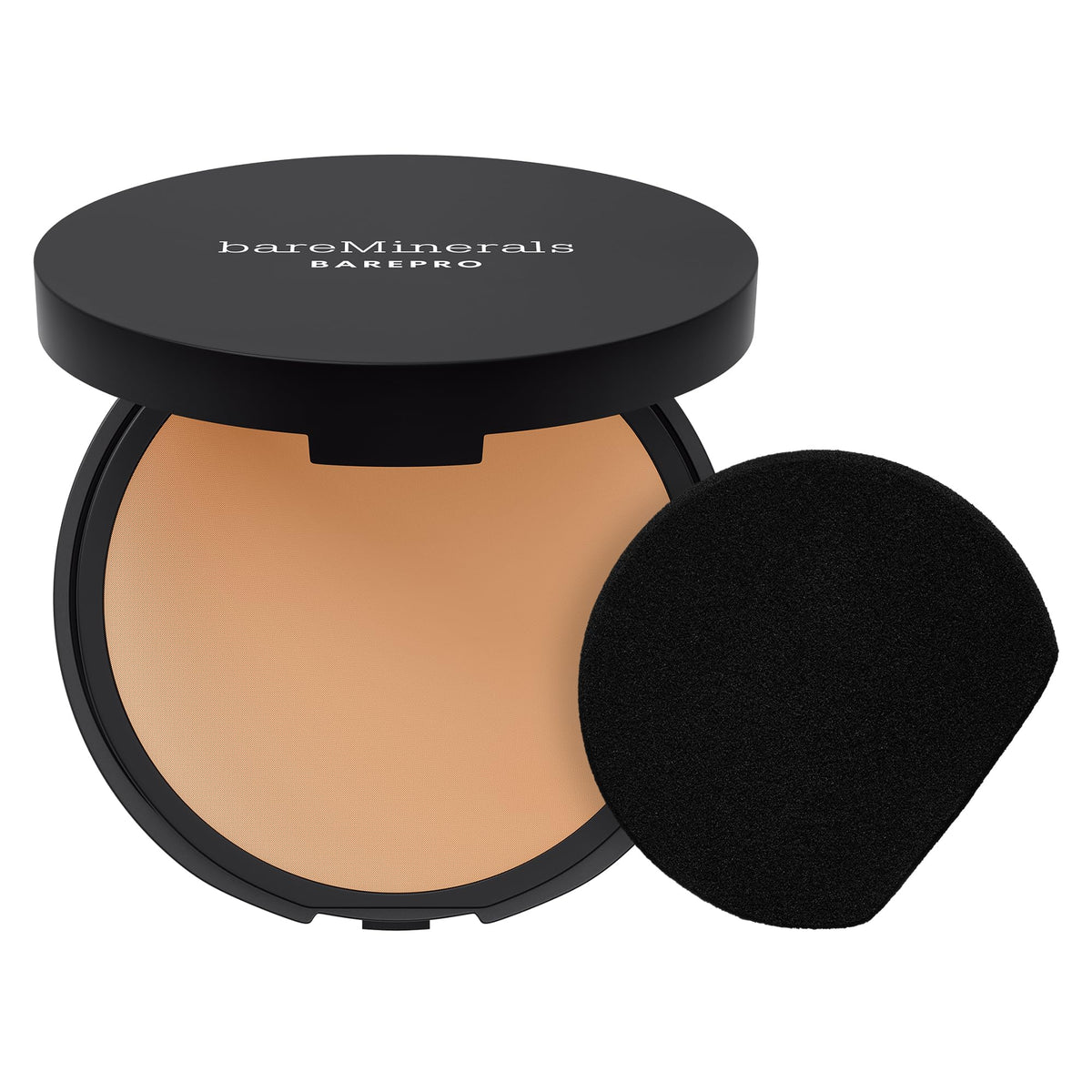 bareminerals barepro 24hr compact open shows sleek case for all-day matte coverage.