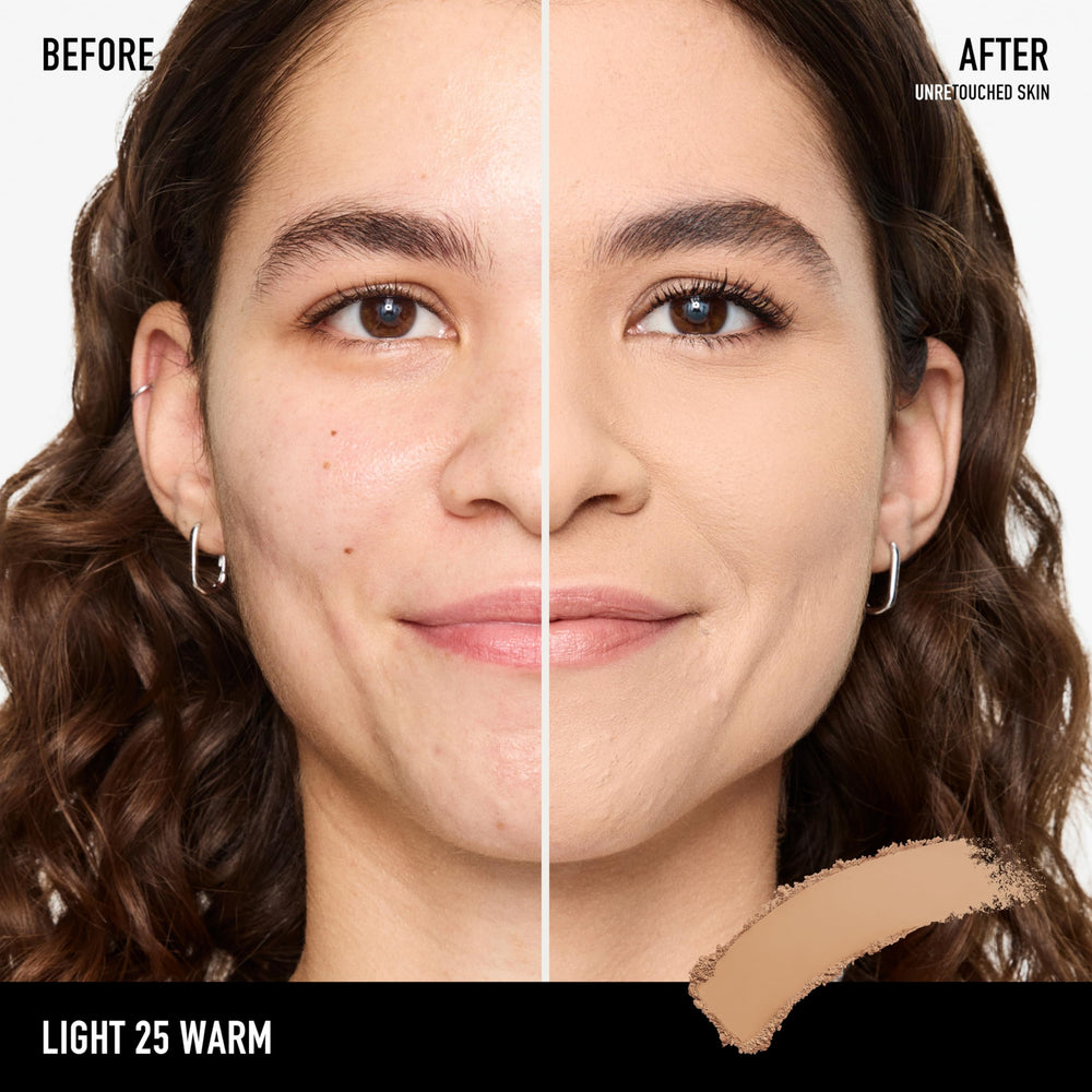 BareMinerals BarePro matte finish application shows smooth, even coverage.