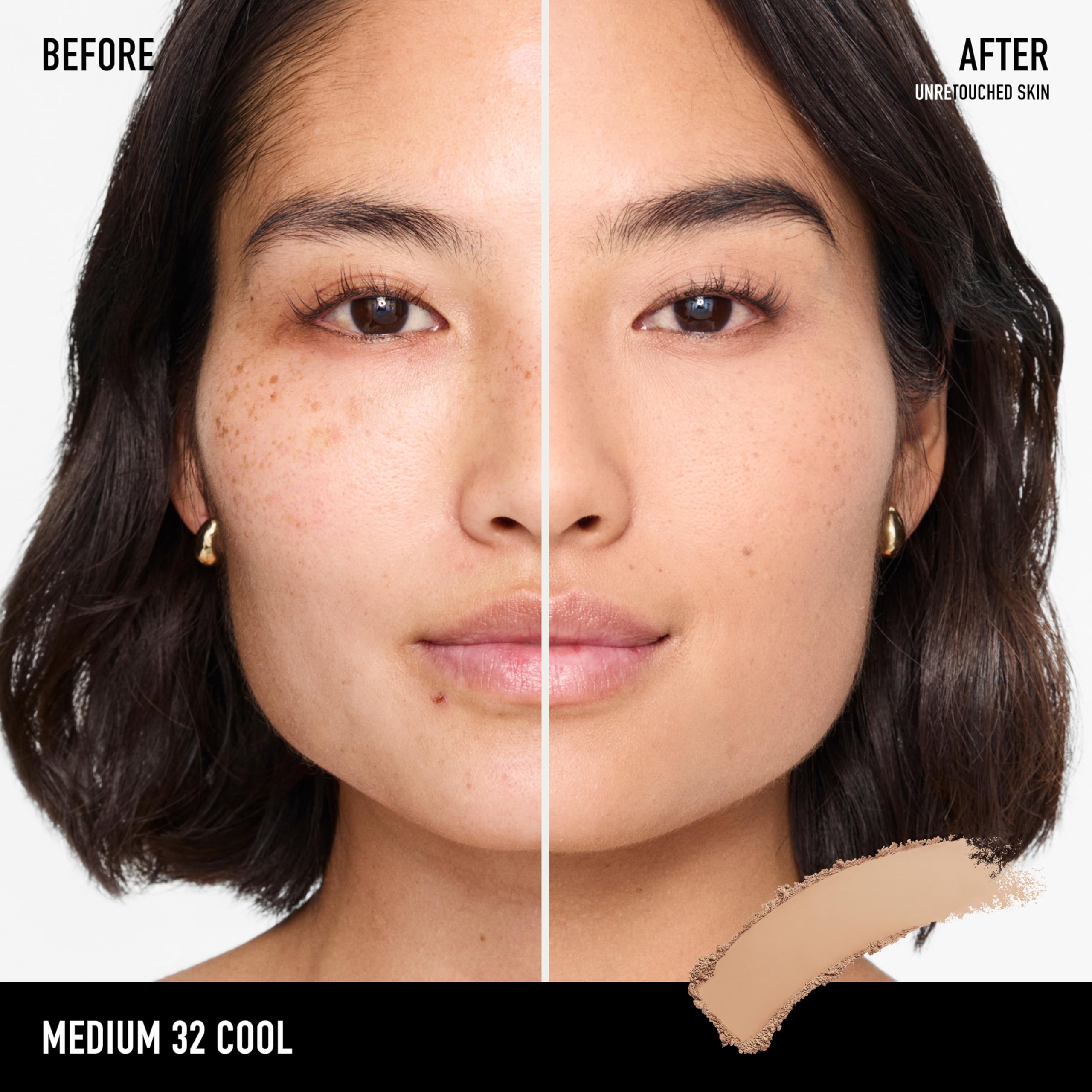 Bareminerals Barepro medium-32 cool swatch for natural matte shade and shine control.