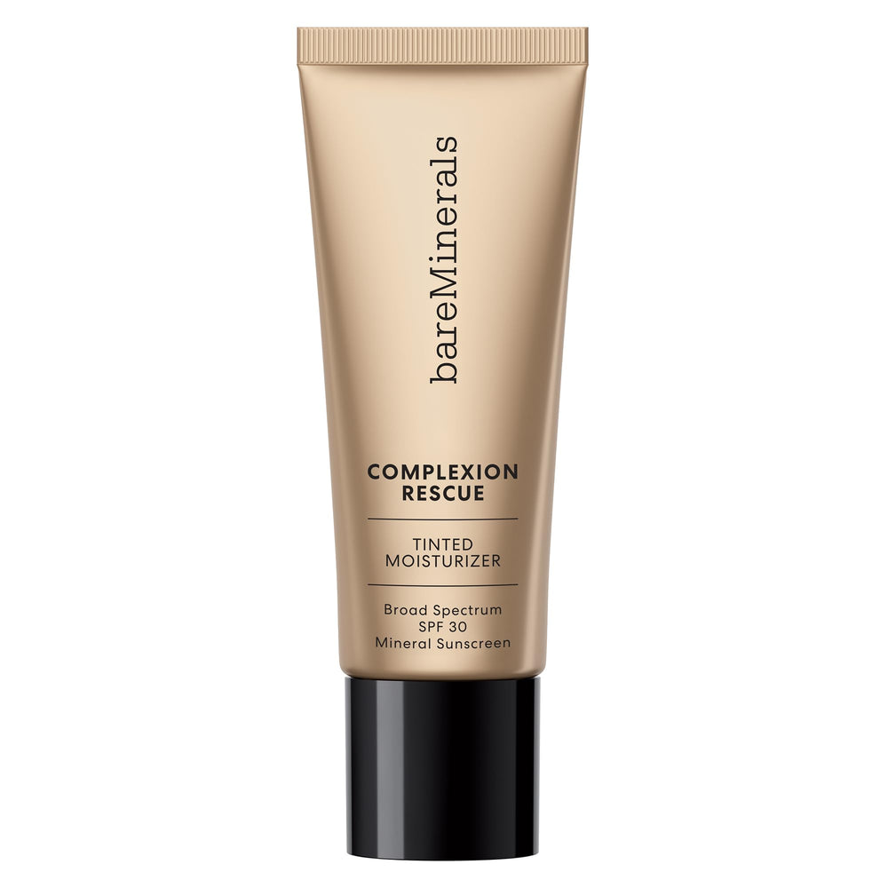bareMinerals Complexion Rescue application swatch shows sheer-to-light coverage for even skin tone