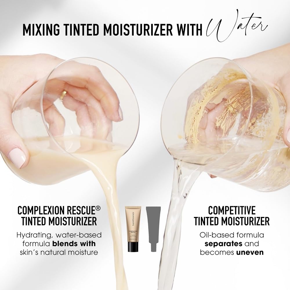 bareMinerals Complexion Rescue blurred-skin-tone effect on model shows even skin tone.