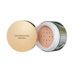 BareMinerals Deluxe Original Loose Foundation SPF 15 jar closeup showing smooth coverage.