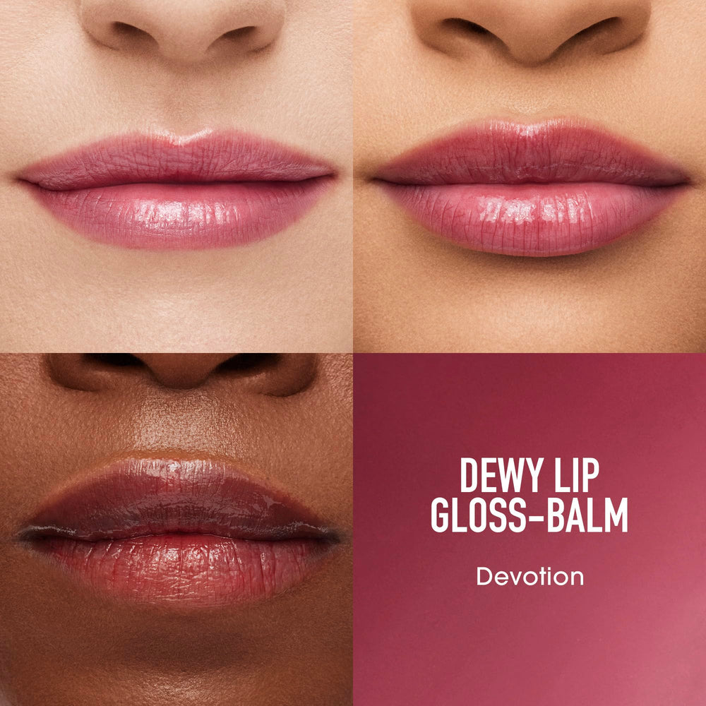 bareMinerals Devotion 8-hour shine close-up conveys long-lasting glossy lips.