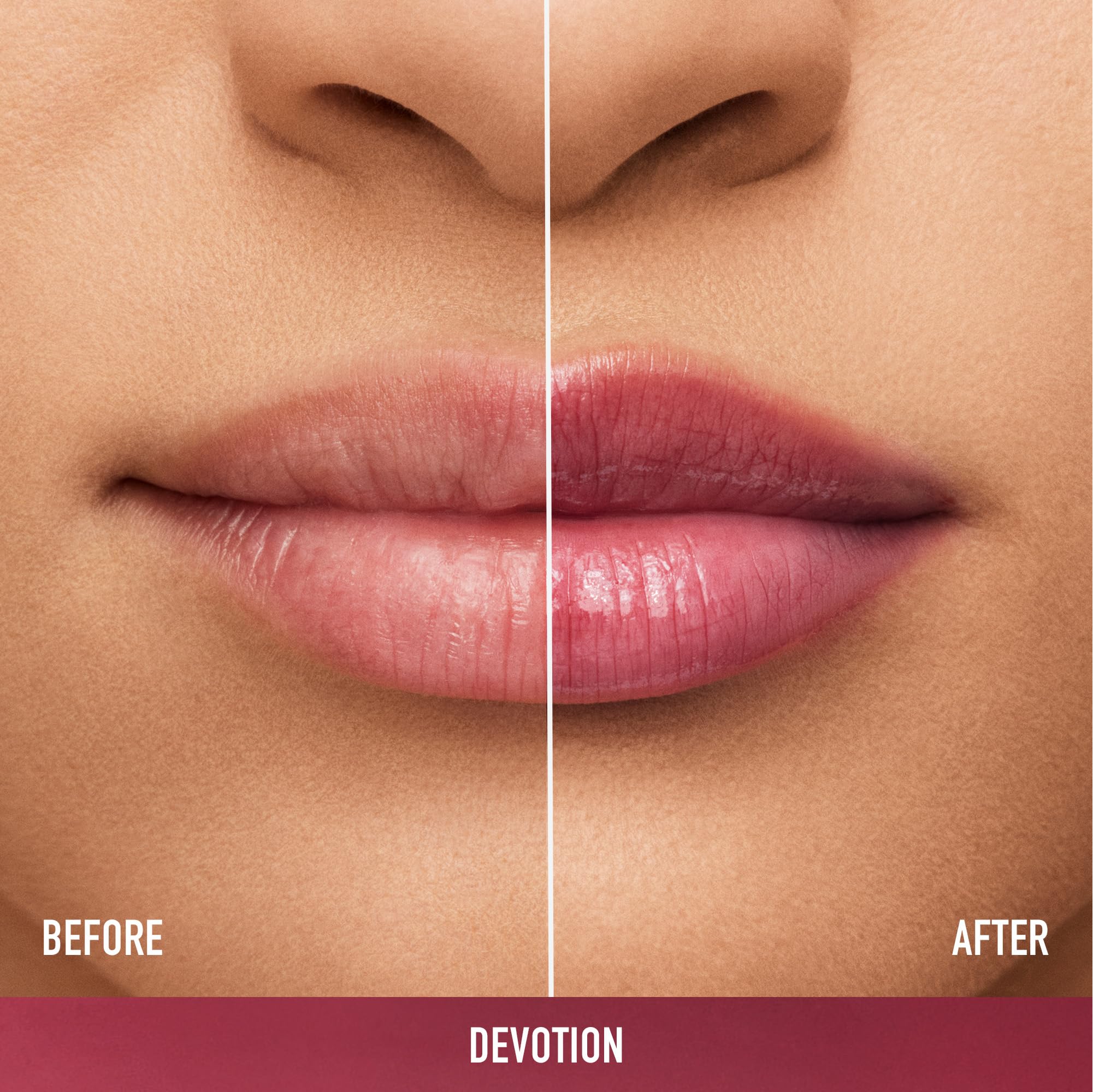 bareMinerals Devotion lips sheer color close-up highlighting soft, hydrated lips.