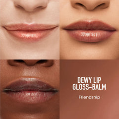 bareMinerals Dewy Lip Gloss-Balm Friendship application demonstrates cushiony, non-sticky finish