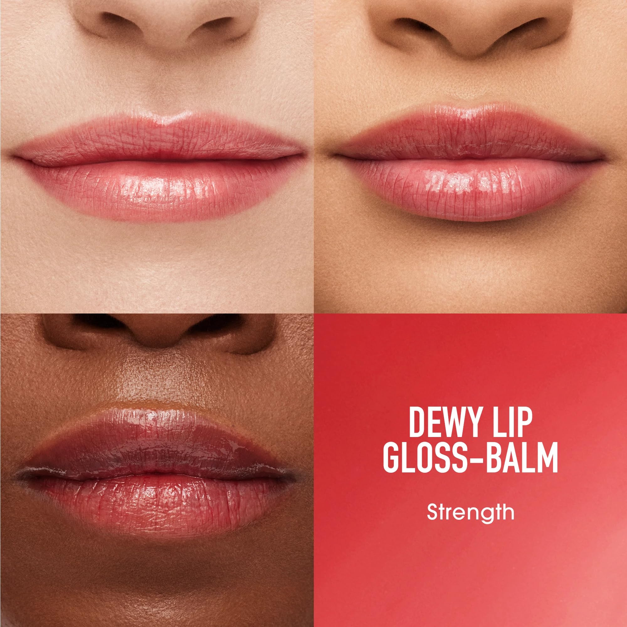 bareMinerals Dewy Lip Gloss-Balm in-hand swatch demonstrates glossy non-sticky finish