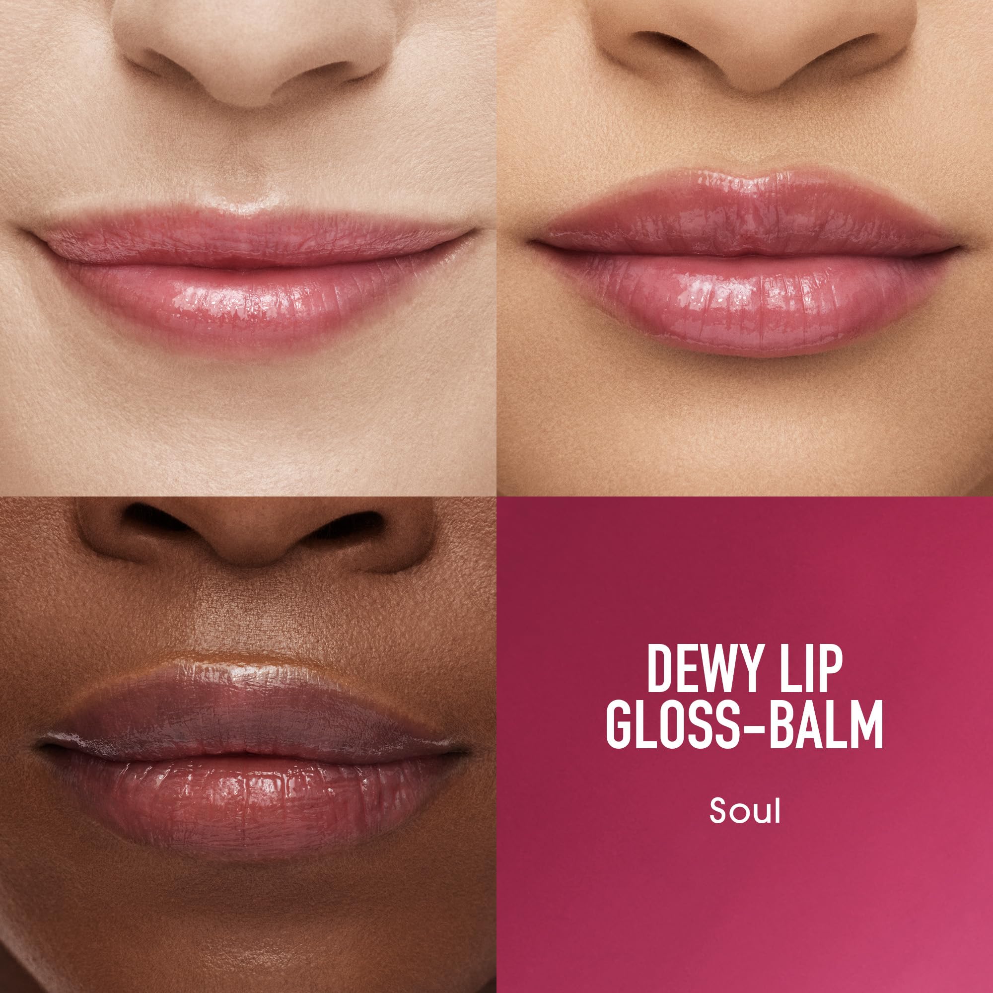 bareMinerals Dewy Lip Gloss-Balm Soul on lips displaying smooth, plush texture.