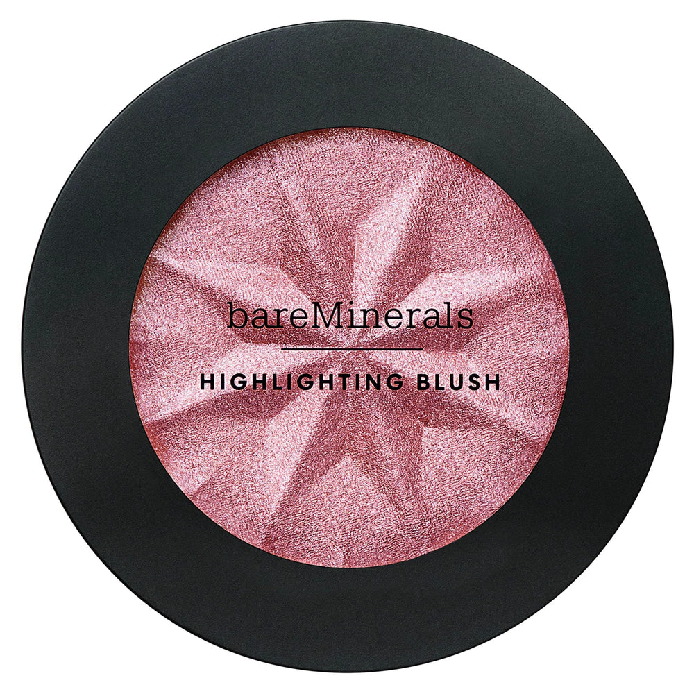 bareMinerals Gen Nude Highlighting Blush Mauve Glow blurring microspheres soften pores on cheeks