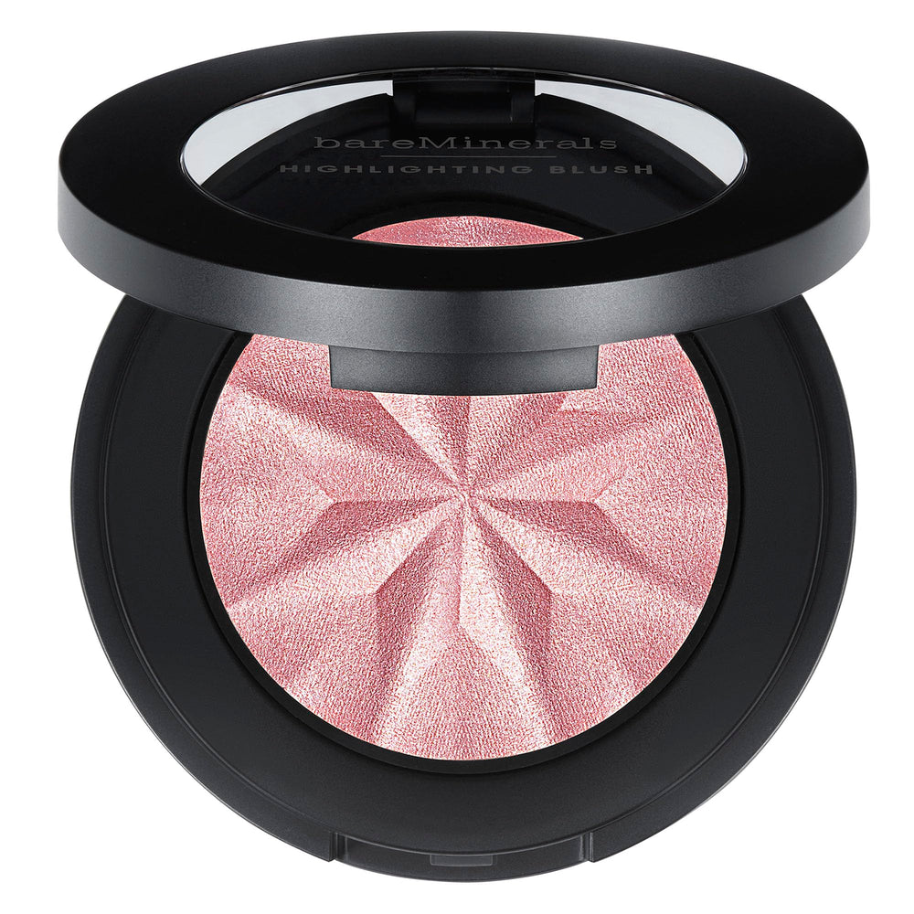 bareMinerals Gen Nude Highlighting Blush Rose Glow powder pan swatch for natural radiance