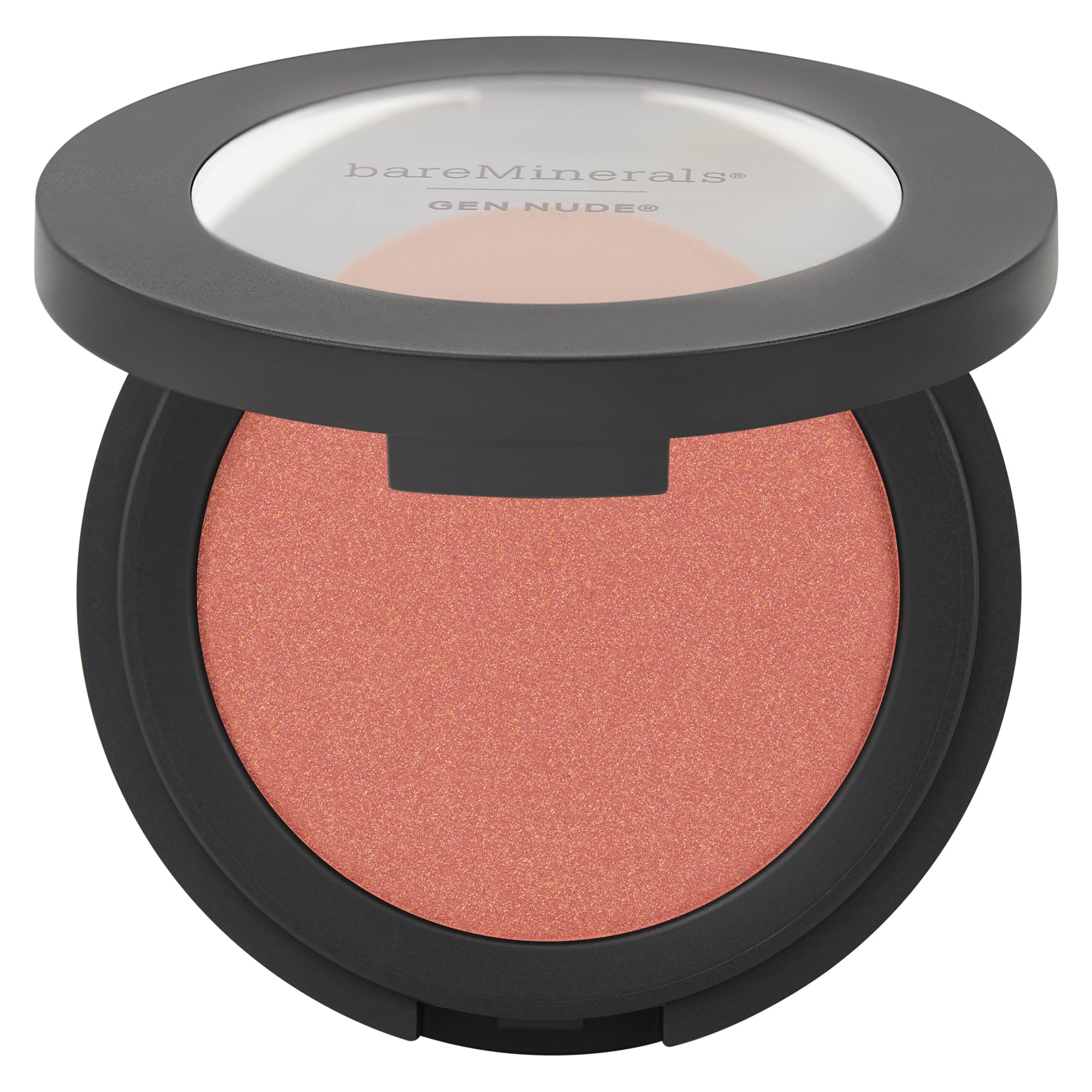 bareMinerals Gen Nude Powder Blush Peachy Keen compact close-up with silky, buildable color