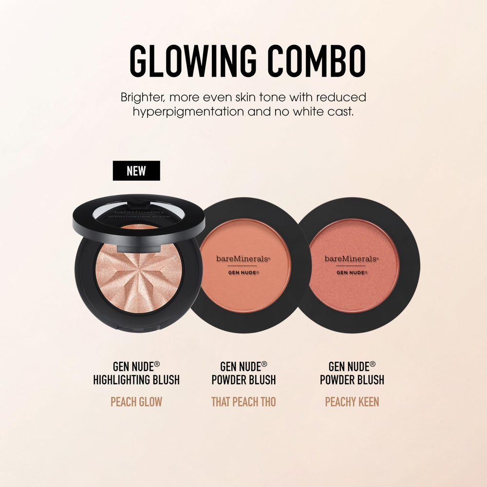 bareMinerals Gen Nude Powder Blush Peachy Keen packaging-closeup sleek, travel-friendly case