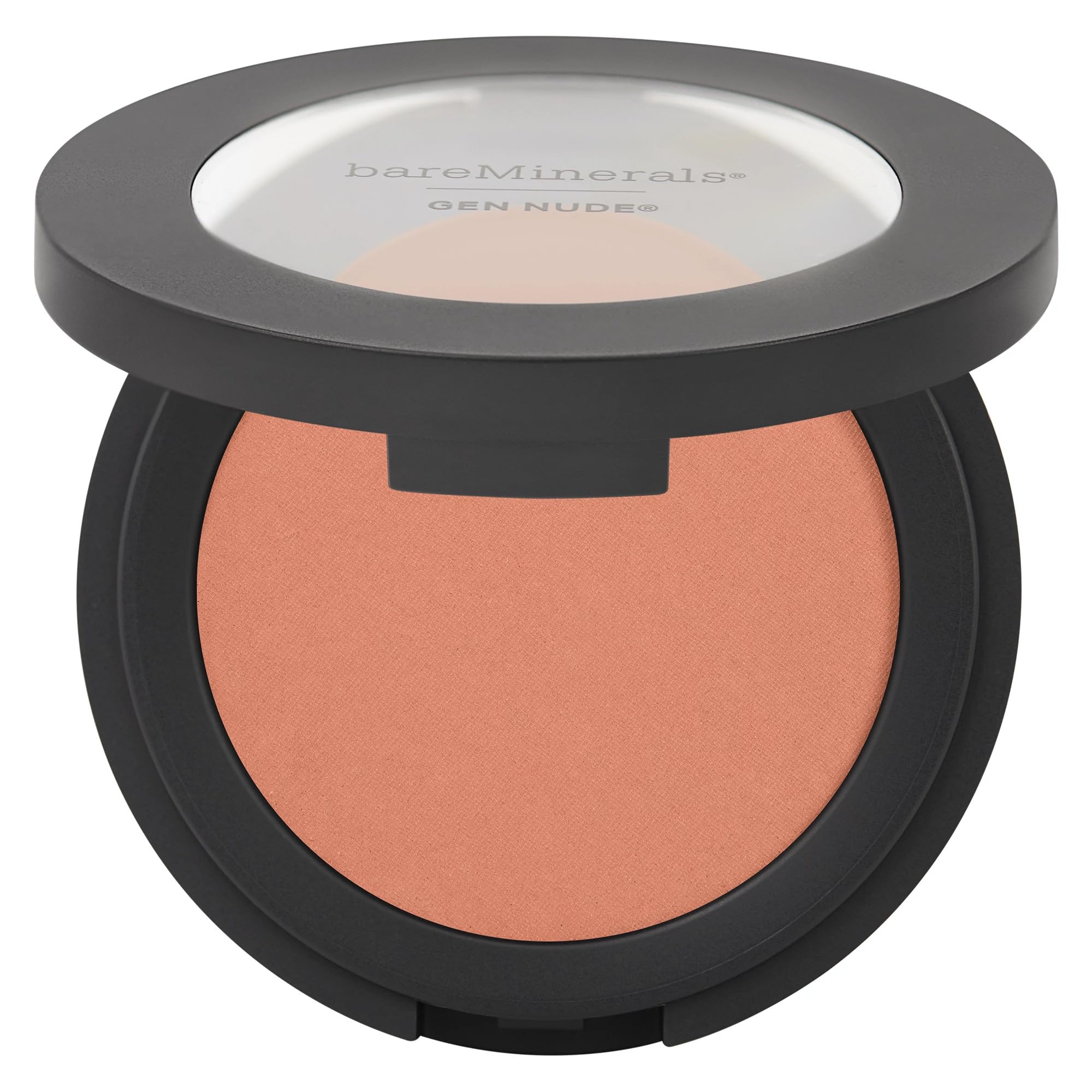 bareMinerals Gen Nude Powder Blush That Peach Tho swatch shows buildable color