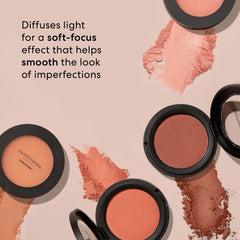 bareMinerals Gen Nude Powder Blush That Peach Tho texture closeup reveals silky creaminess