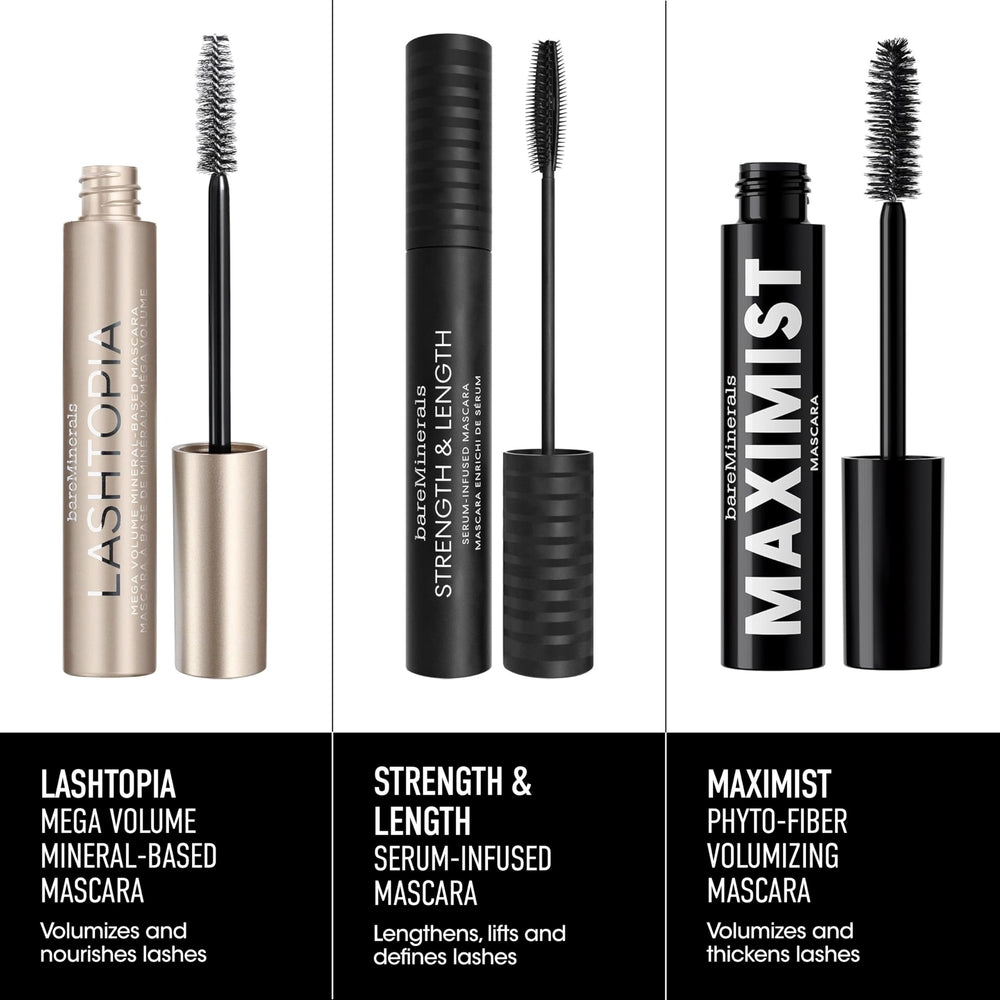 bareMinerals Lashtopia all-day resilience resists smudges and flakes