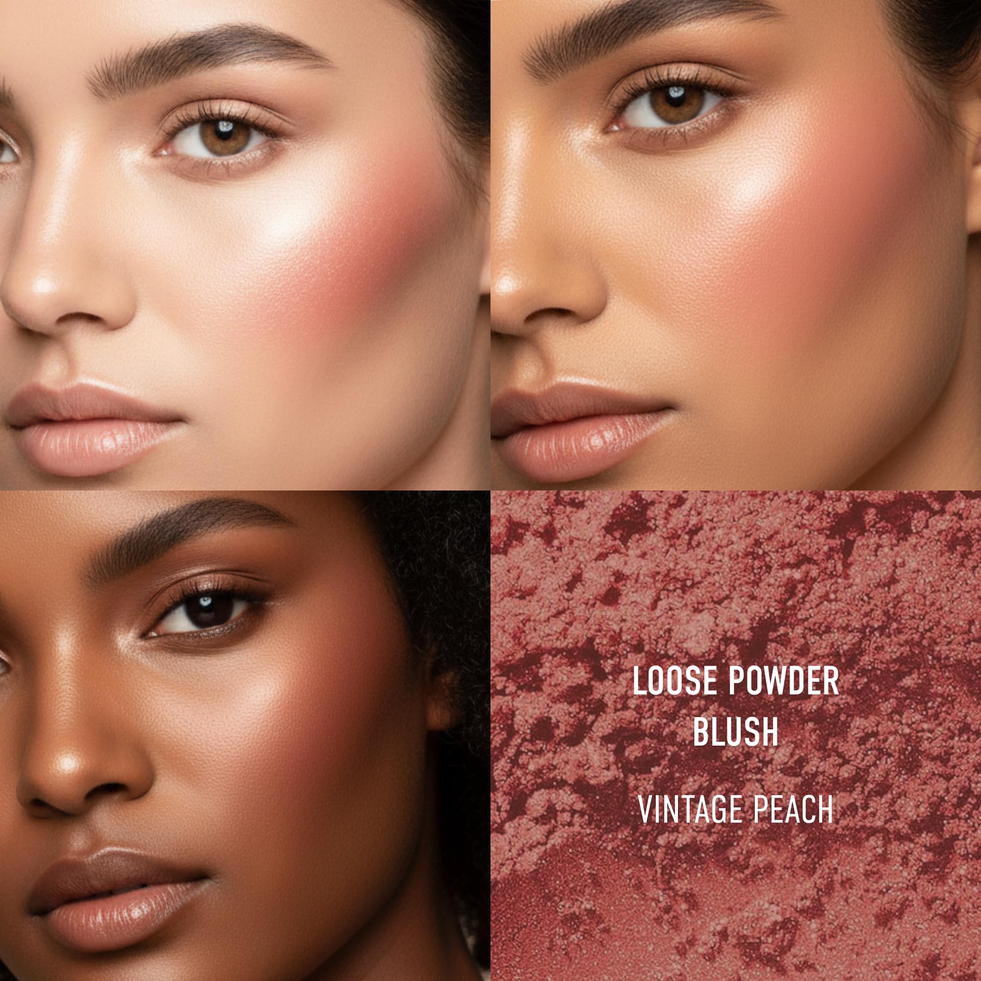 BareMinerals Loose Mineral Blush Vintage Peach application image illustrates swirl-tap-buff blending.