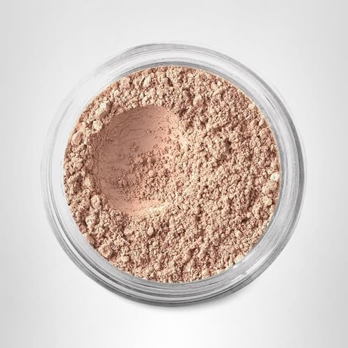 bareMinerals Bisque before-after shows natural-looking redness concealment