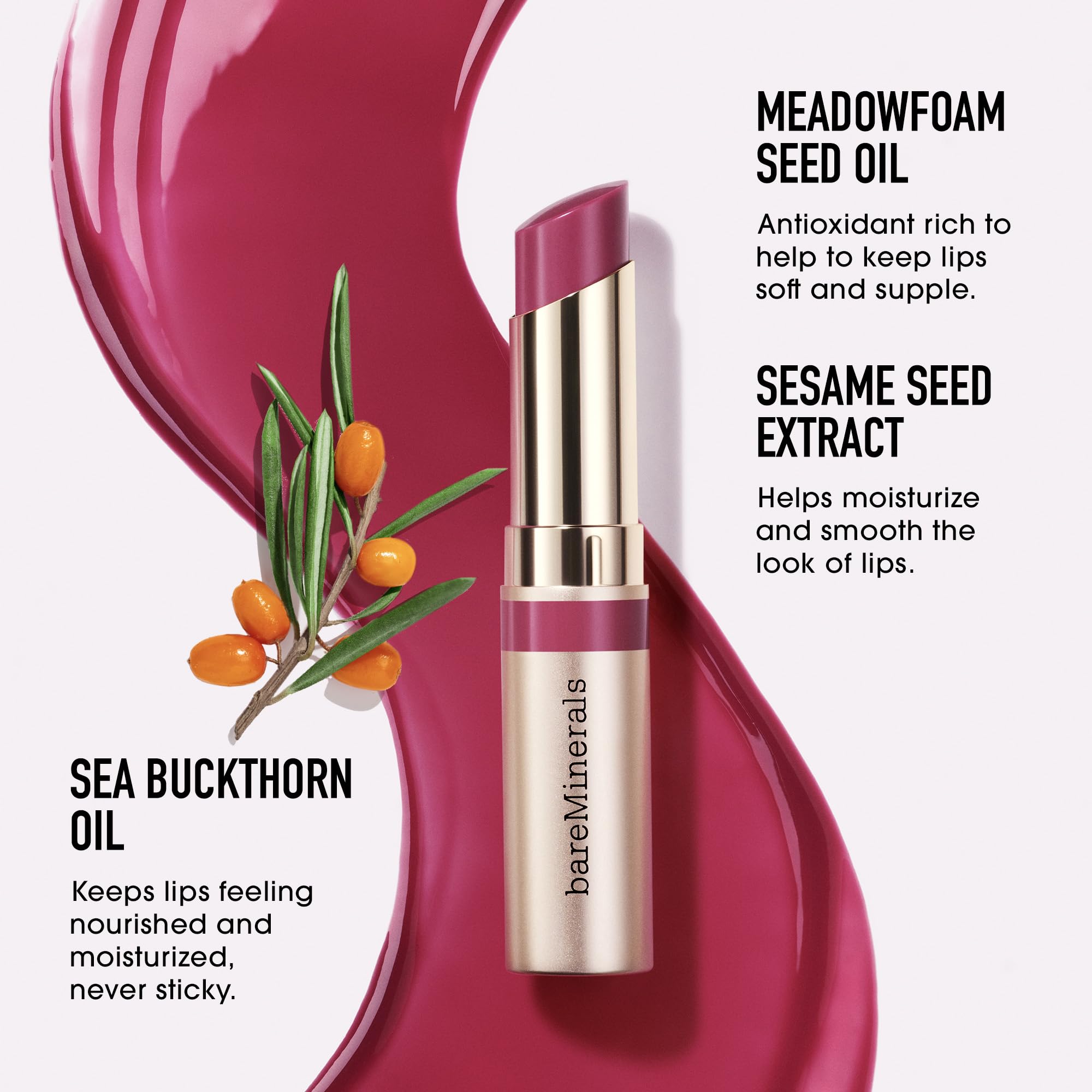 bareMinerals Meadowfoam Oil ingredient focus for antioxidant protection and softness.