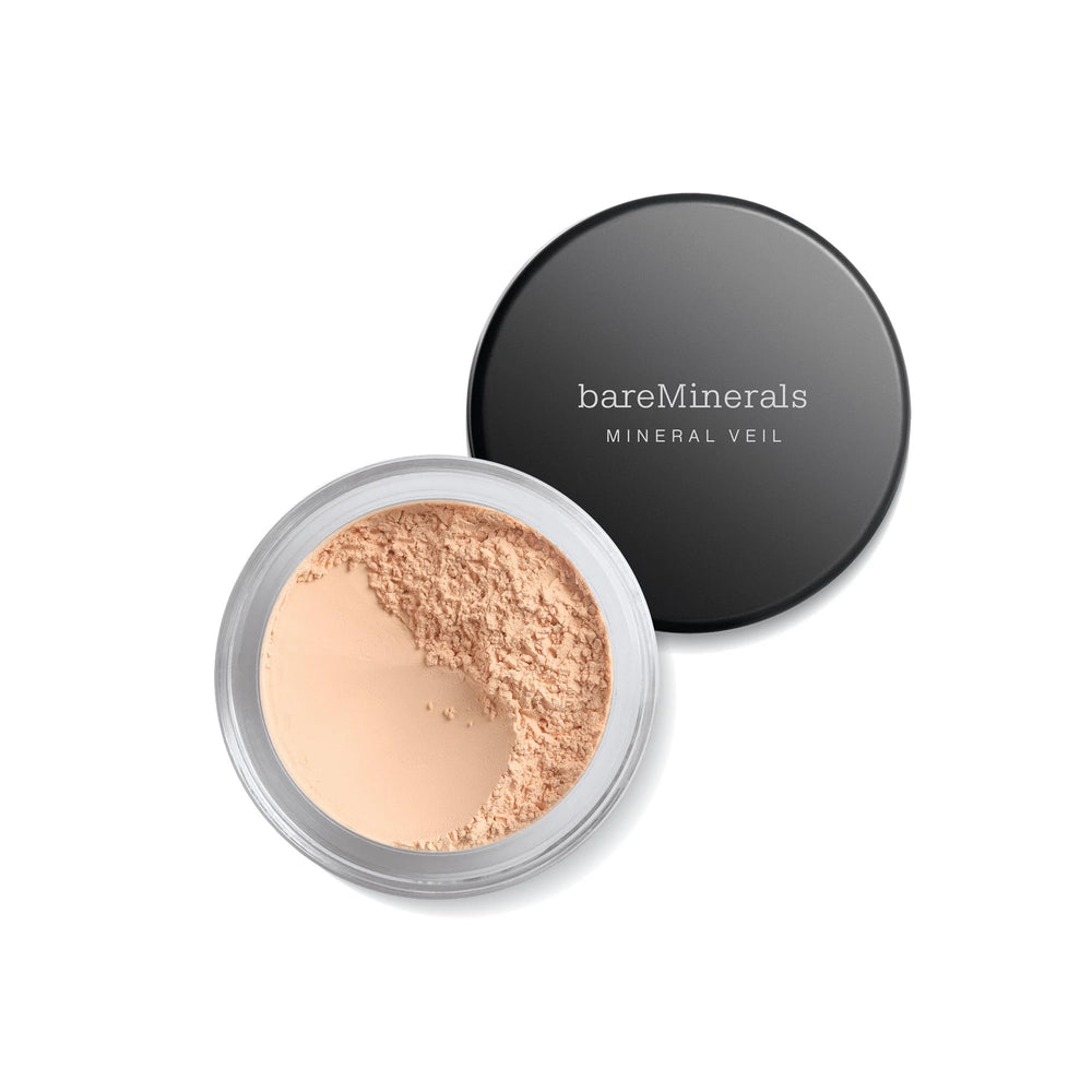 bareMinerals Mineral Veil jar close-up shows weightless blur and soft-focus finish.