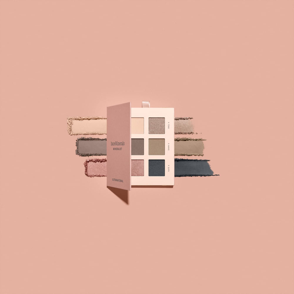 bareMinerals Mineralist Eyeshadow Palette Ultranatural derm-test label emphasizes dermatologist and ophthalmologist safety.