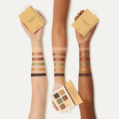 bareMinerals Mineralist Eyeshadow Sunlit swatches demonstrate rich, blendable shades for seamless eye makeup.