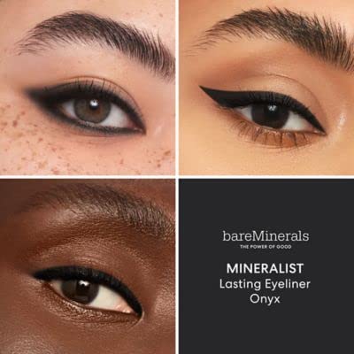 bareMinerals Mineralist Lasting Eyeliner Onyx close-up pigment demonstrates smooth glide