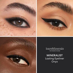 bareMinerals Mineralist Lasting Eyeliner Onyx close-up pigment demonstrates smooth glide