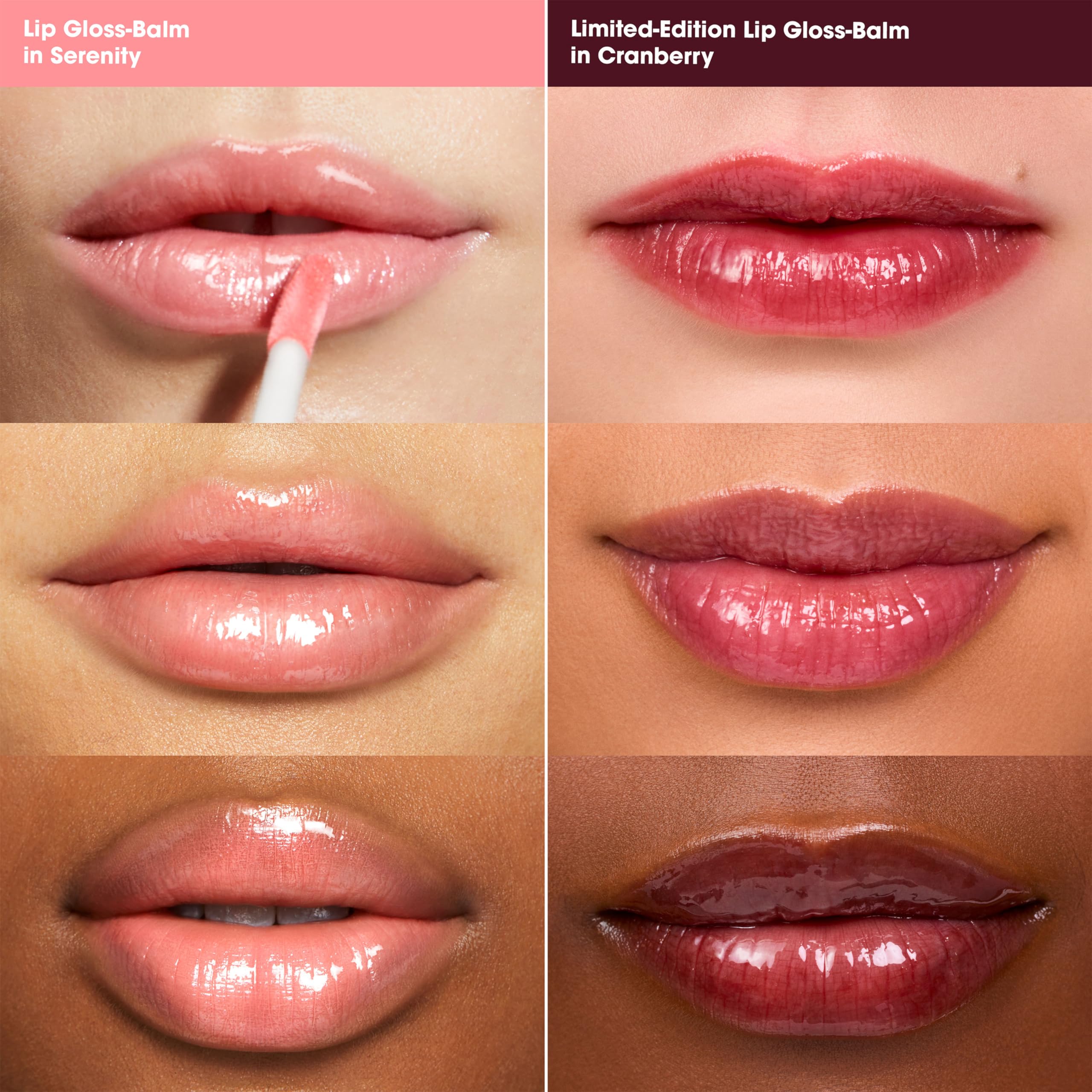 BareMinerals Mineralist Lip Gloss-Balm Cranberry swatch reveals natural tint with soft shine