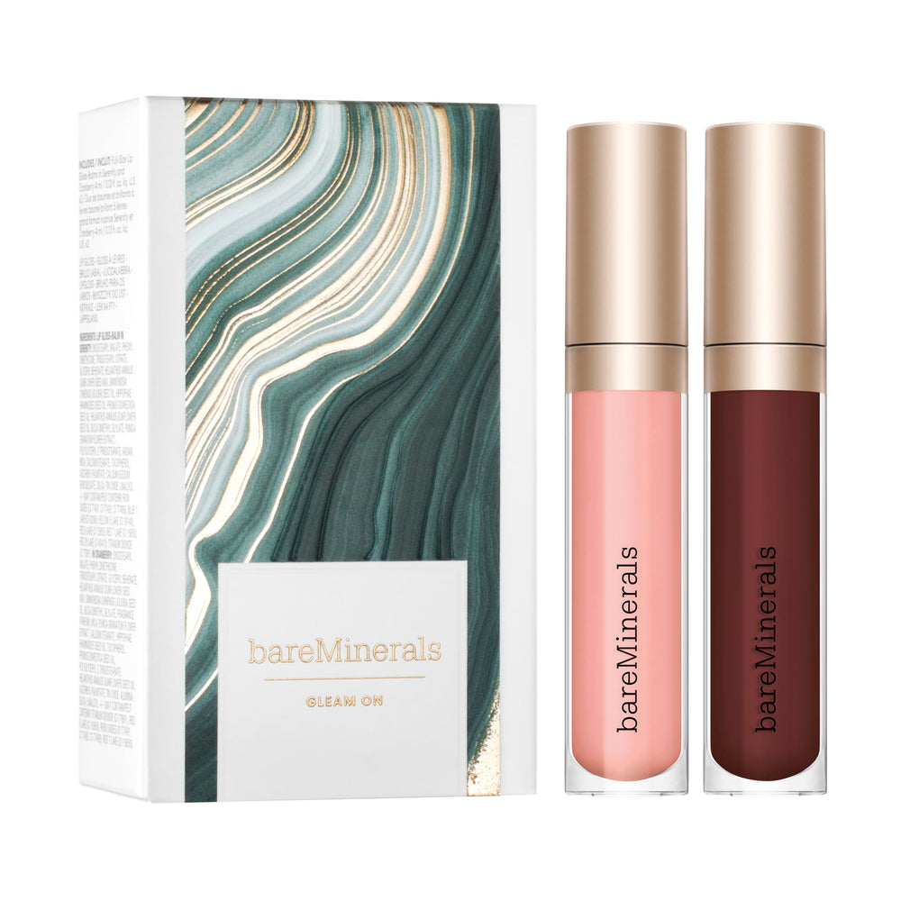BareMinerals Mineralist Lip Gloss-Balm Serenity bottle shows sheer color and glossy shine