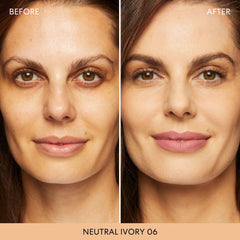 bareMinerals Original Loose Powder Foundation neutral ivory 06 close-up of brush applying buildable coverage