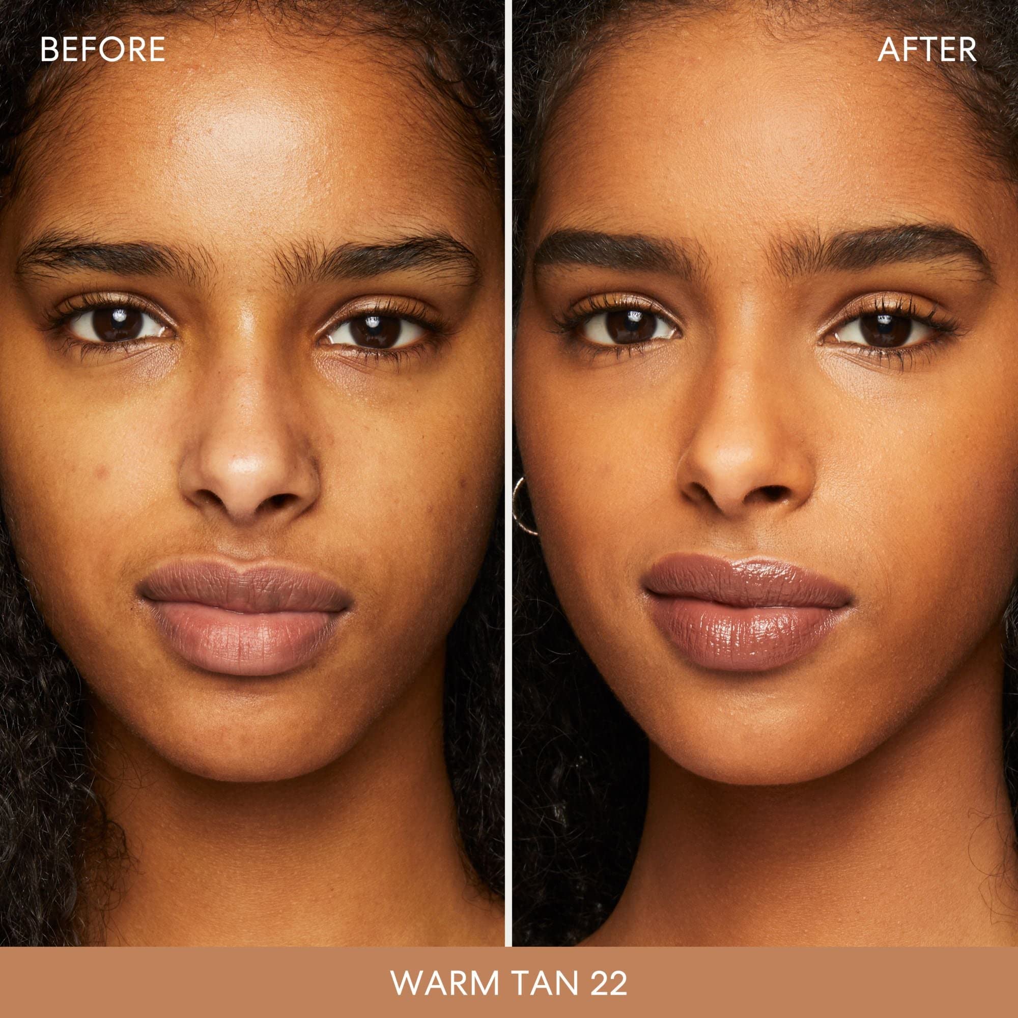 bareMinerals application brush demonstrates easy blending for Warm Tan 22