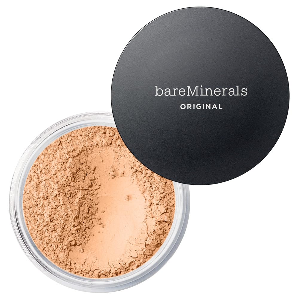 bareMinerals Original Loose Powder Foundation SPF 15 Golden Nude 16 tin closeup shows natural luminous finish