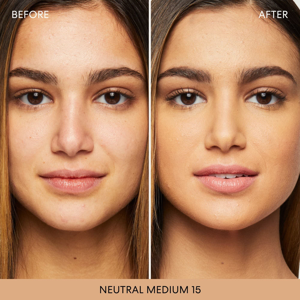 bareMinerals Original Matte Foundation SPF 15 label highlights mineral sun protection for everyday use