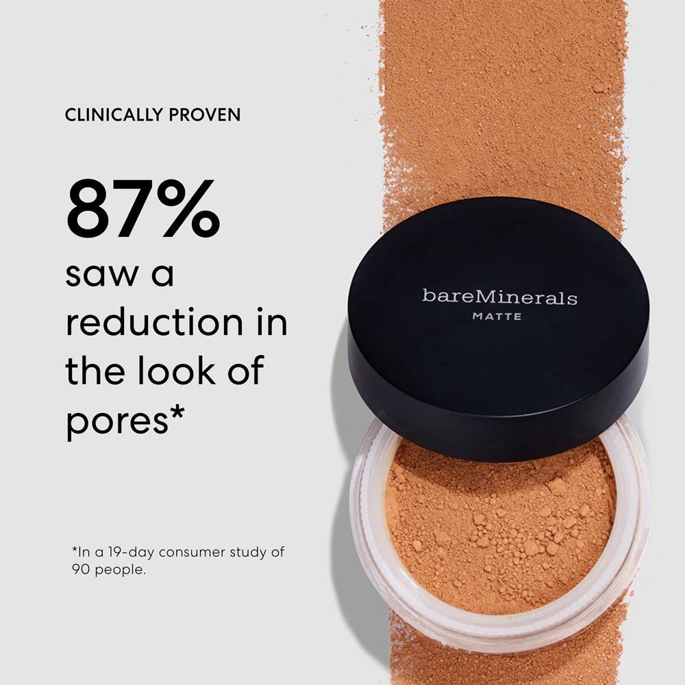 bareMinerals Original Matte Loose Foundation SPF 15 label emphasizes sun protection.