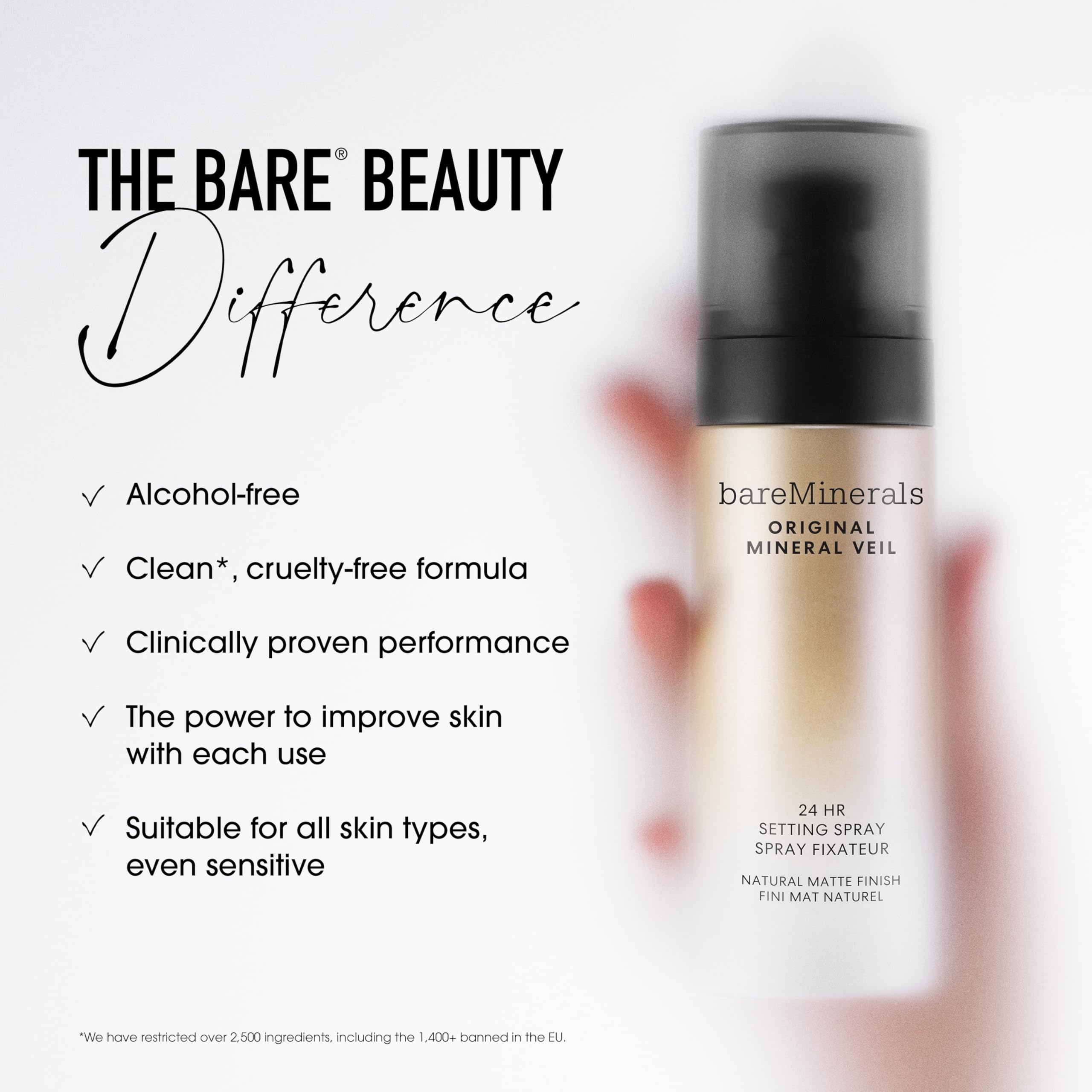 bareMinerals Original Mineral Veil label highlights 95% skincare-loving ingredients.