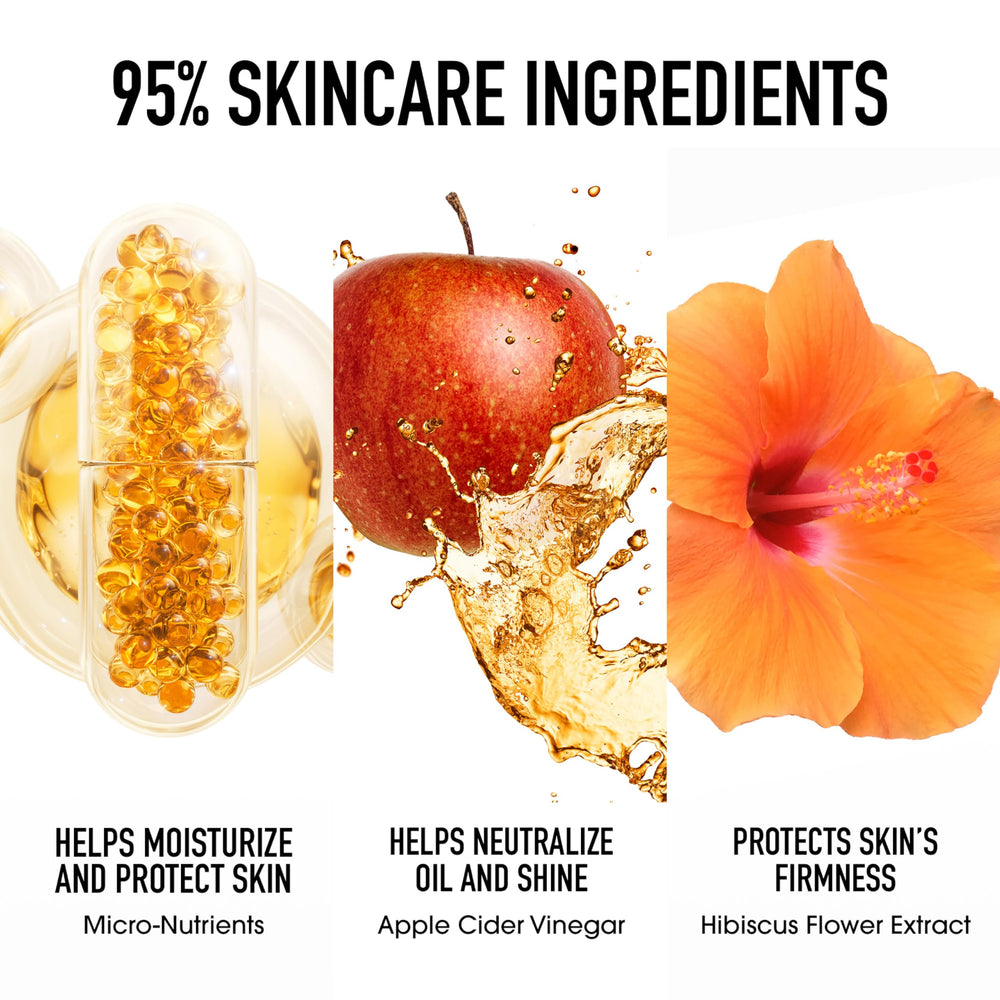 bareMinerals Original Mineral Veil applying three sprays to set makeup.