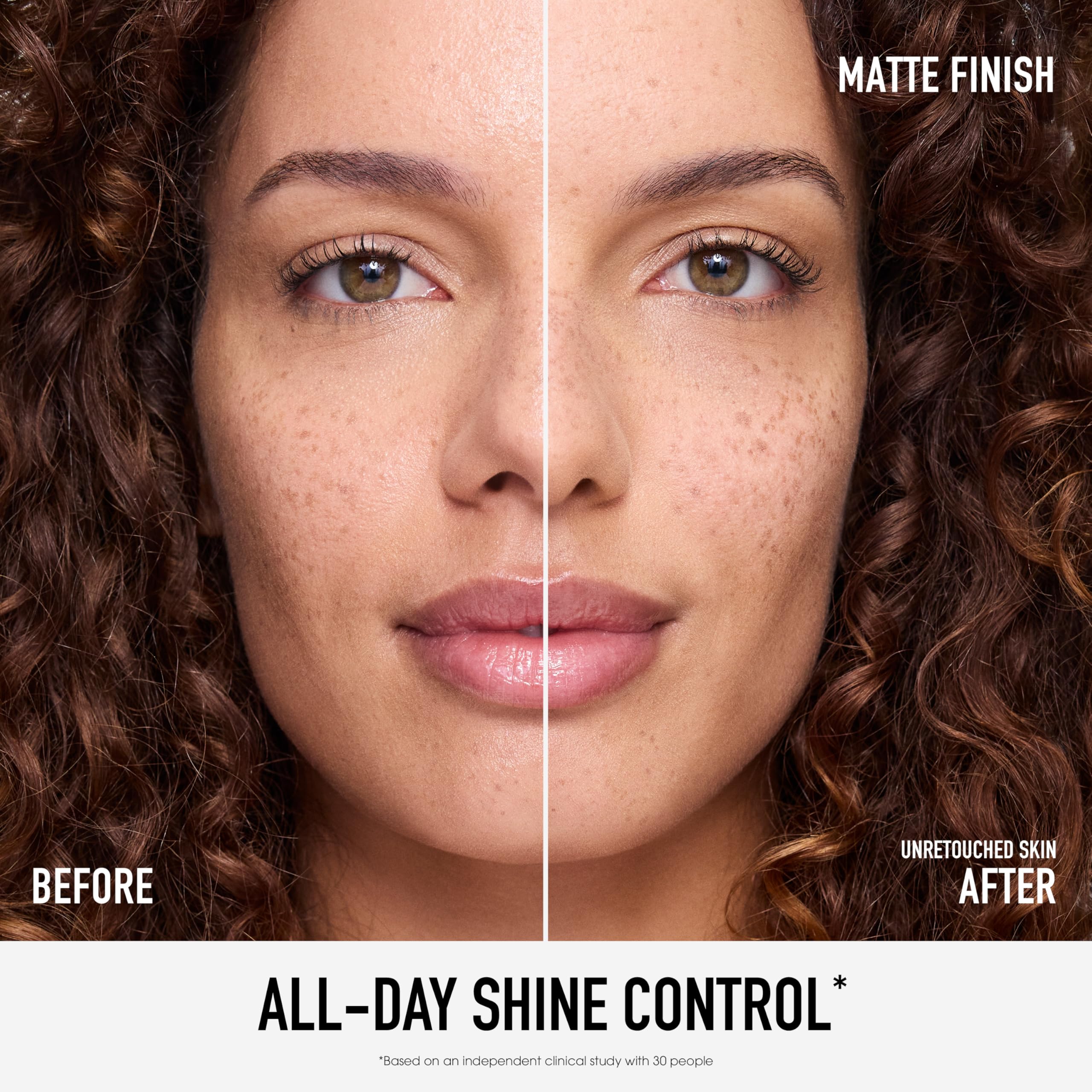 bareMinerals Original Mineral Veil skin matte finish shot showing oil control.