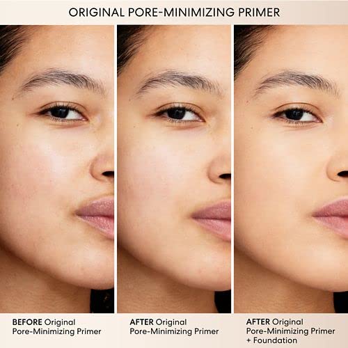 bareMinerals Original Pore Minimizing Gel Primer swatch demonstrates seamless makeup application.