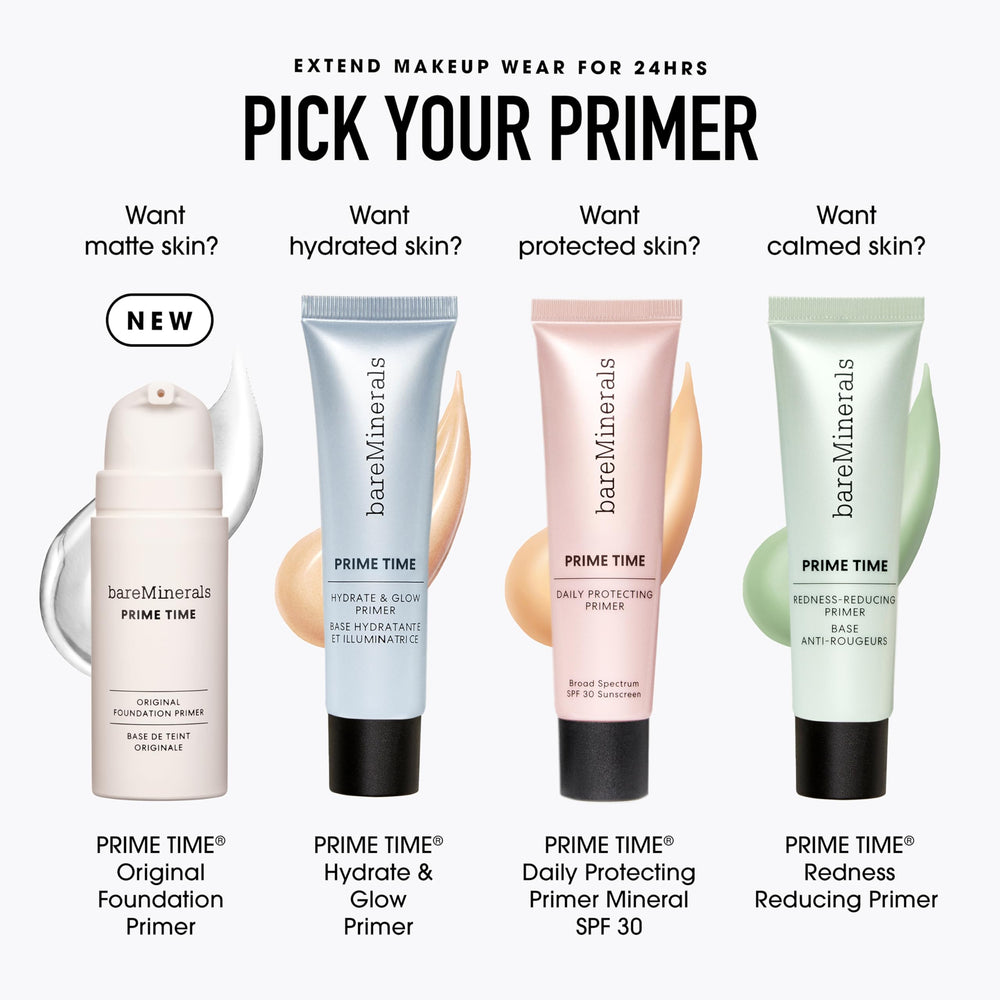 bareMinerals Prime Time Original Primer oil-free formula on hand for breathable base