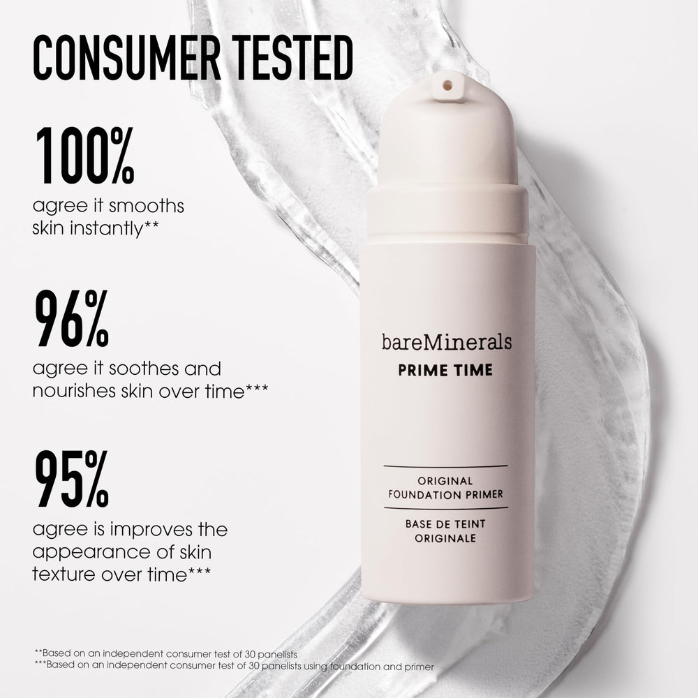 bareMinerals Prime Time Original Primer pore-smoothing closeup for refined complexion