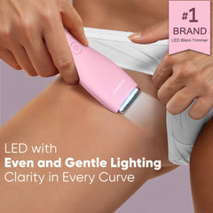 BAREWIZE bikini trimmer rose side-hold showing ergonomic design for comfortable trimming