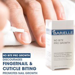 Barielle No Bite Pro Growth label close-up noting nitrocellulose-free formula.