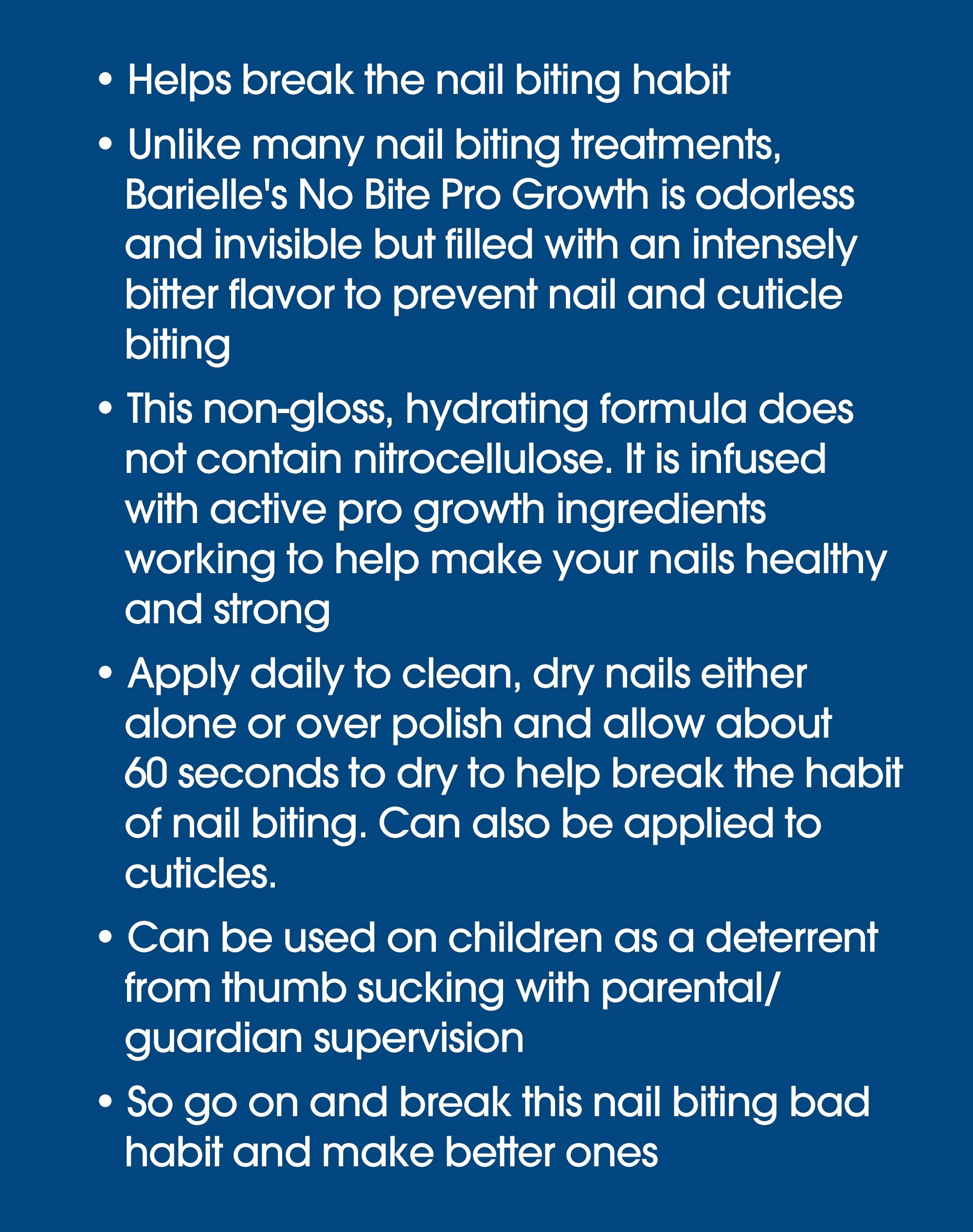 Barielle No Bite Pro Growth packaging highlights odorless, hydrating formula.