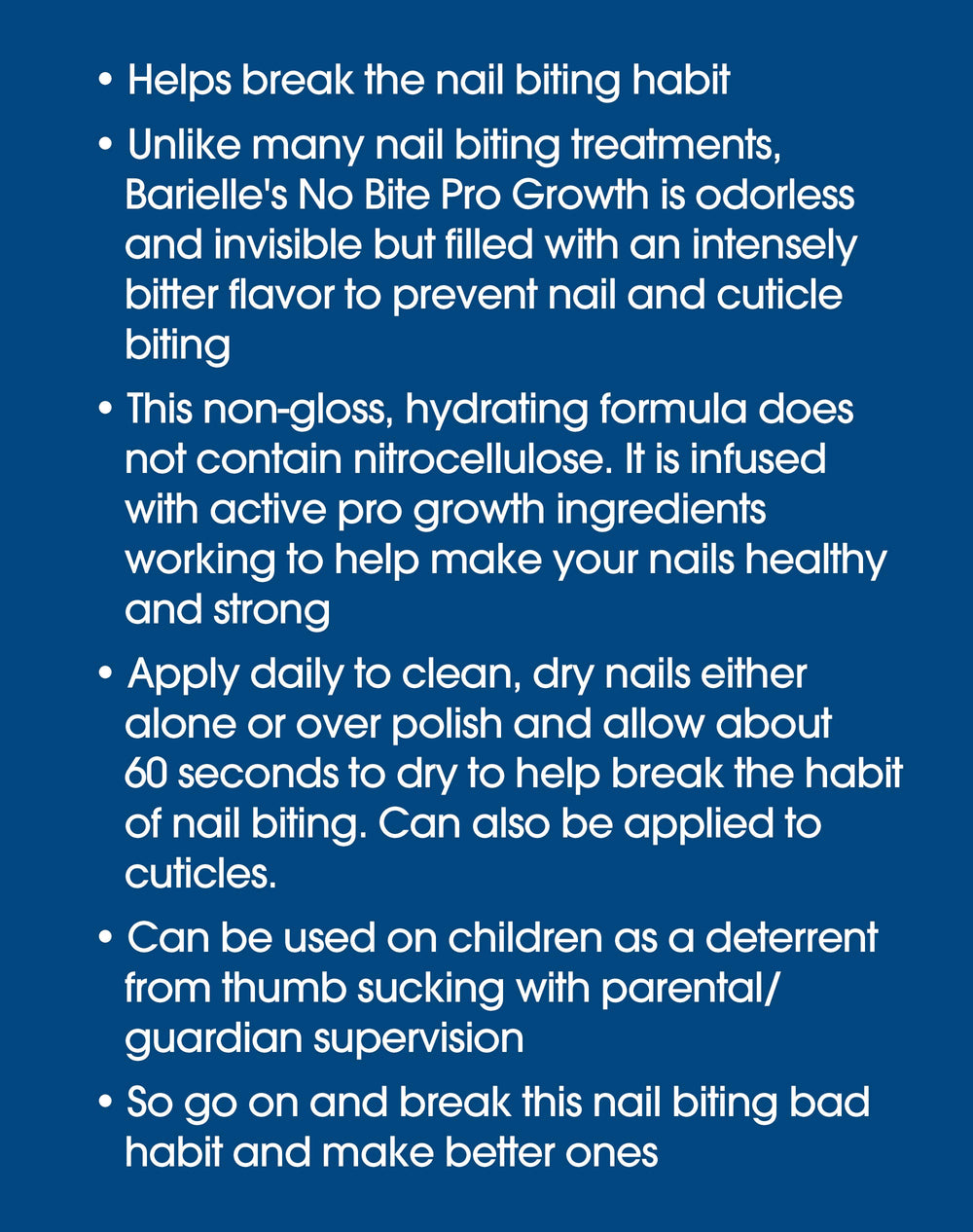Barielle No Bite Pro Growth packaging highlights odorless, hydrating formula.