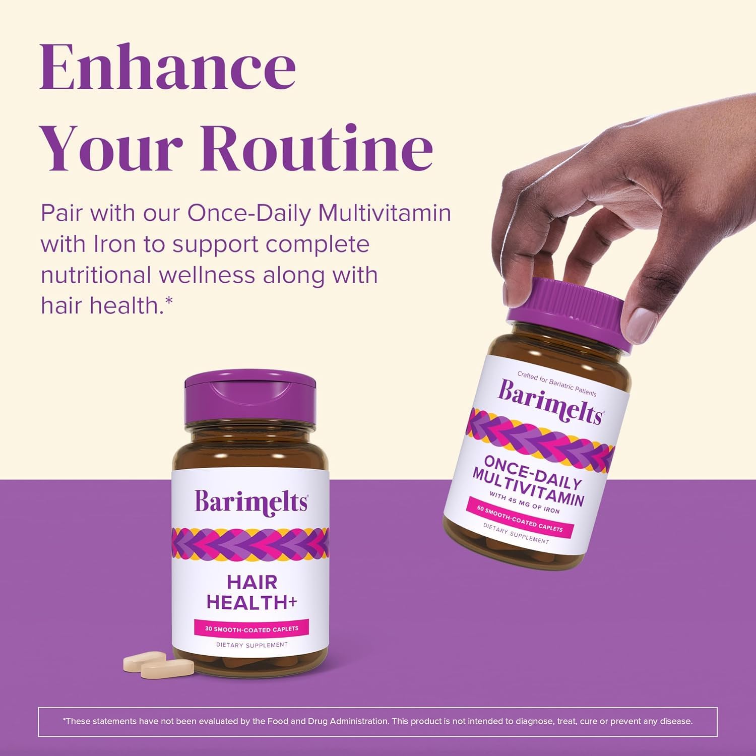 Barimelts Hair Health+ use during bariatric care for thinning support.