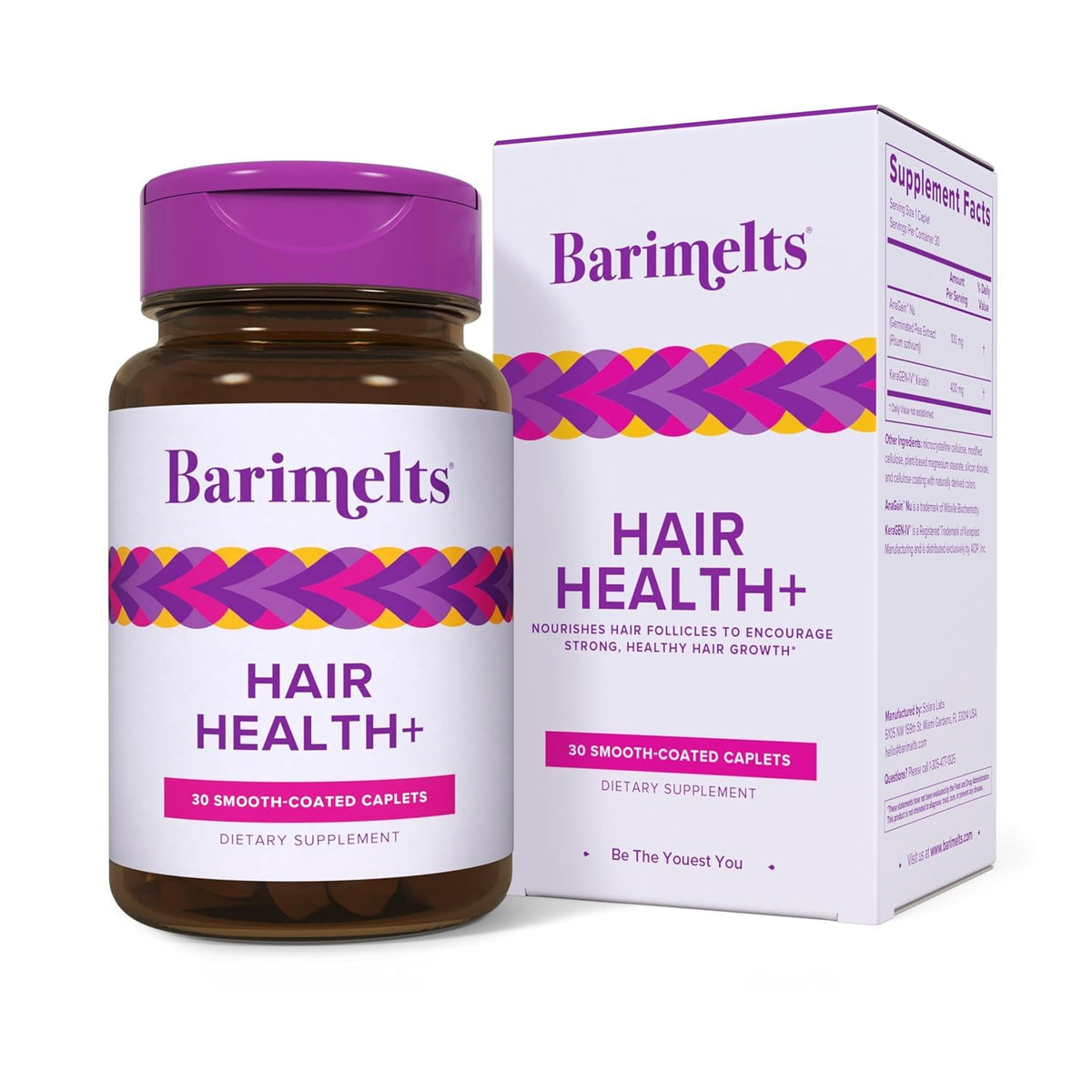 Barimelts Hair Health+ capsule closeup for daily hair support.