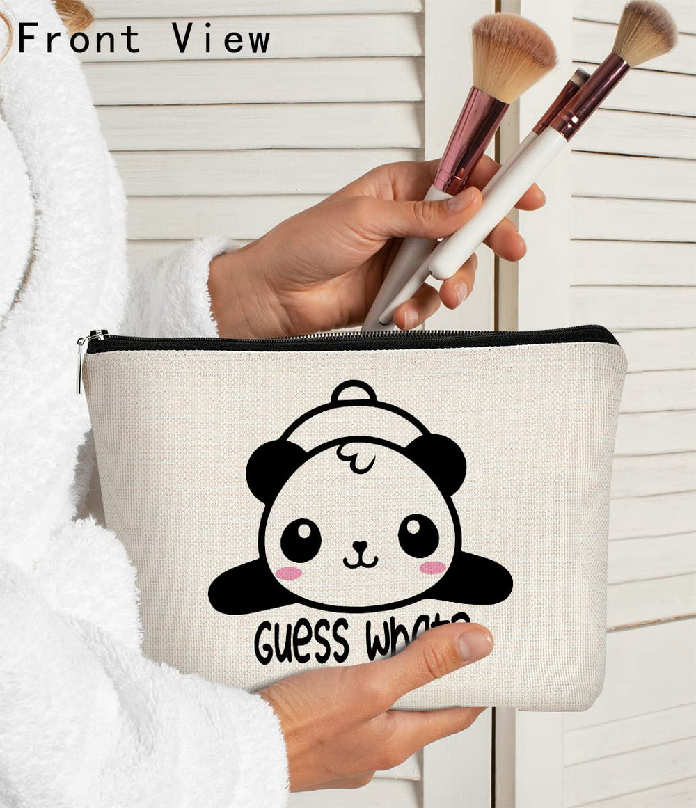 BARPERY double-layer fabric panda makeup bag highlights durability for cosmetics.