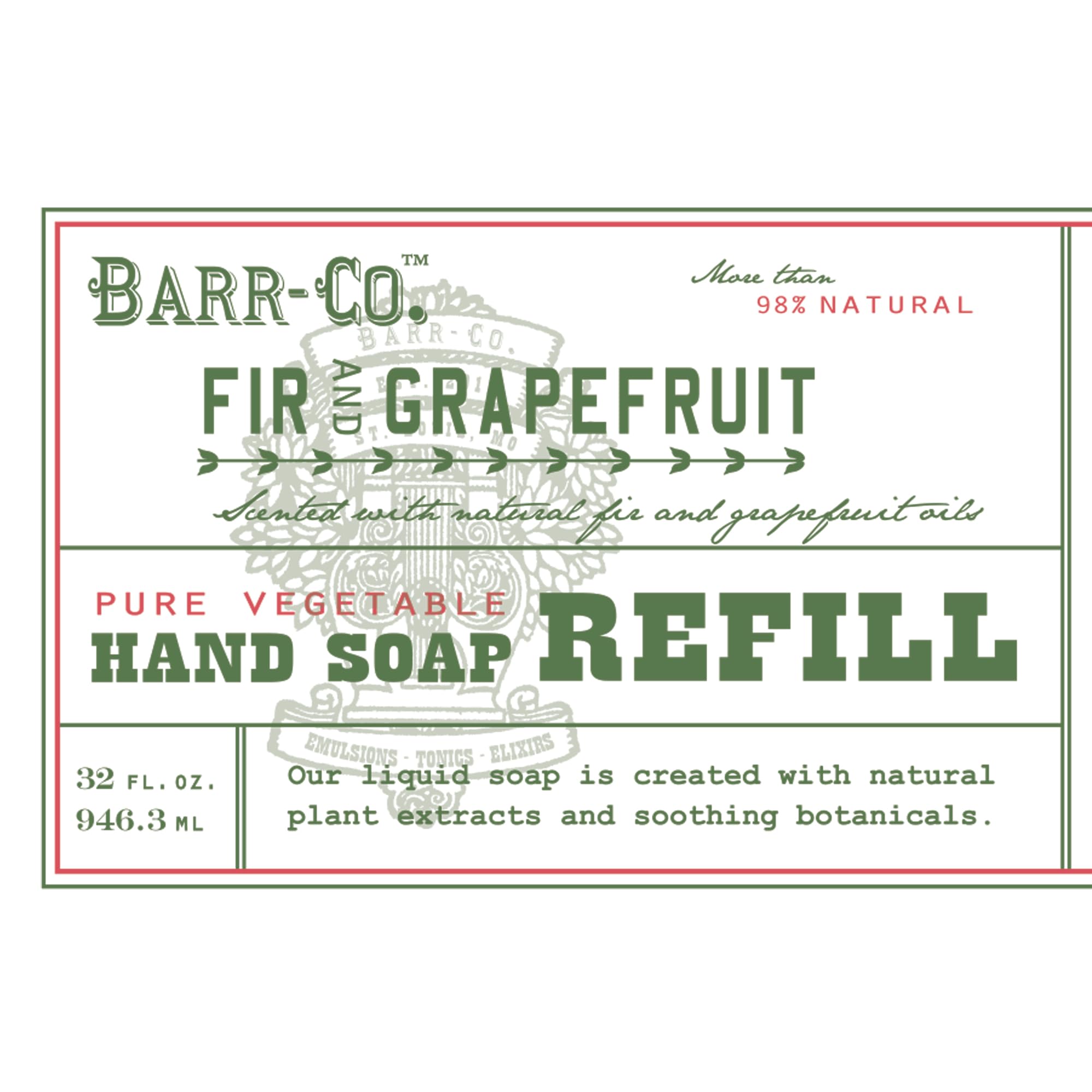 BARR-CO hand soap refill label detail reveals vintage apothecary branding