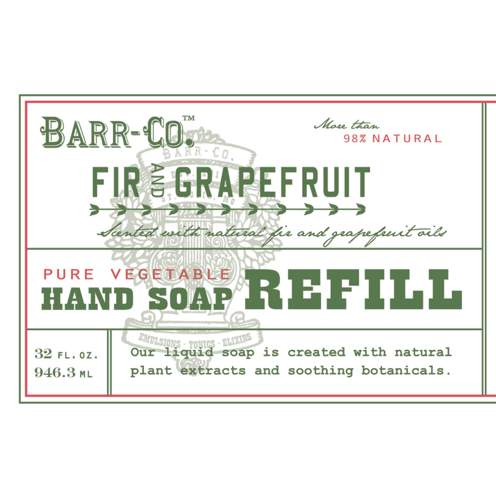 BARR-CO hand soap refill label detail reveals vintage apothecary branding
